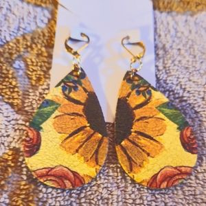 18k Gold Plated Leather Earrings